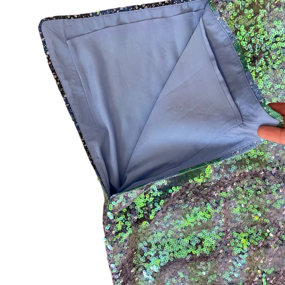 Anthropologie Maeve Sequin Plaid Palette Blue Skirt NWT - Picture 8 of 15